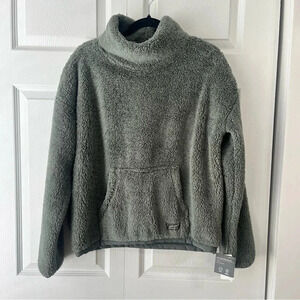 Eddie Bauer Snug Plush Funnel Neck Top Women's Med Olive Green Pullover NWT